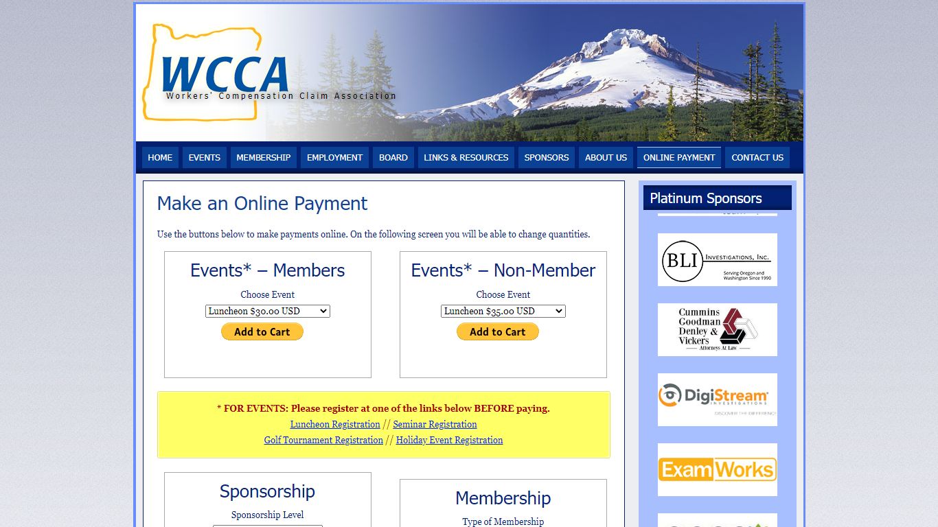 Online Payment | Worker's Compensation Claim Association | Oregon